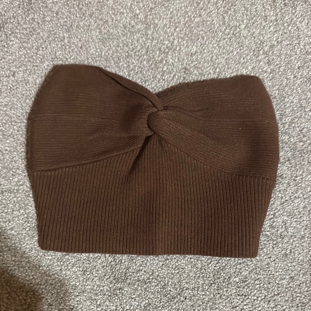 Princess Polly Brown Knotted Tube Top